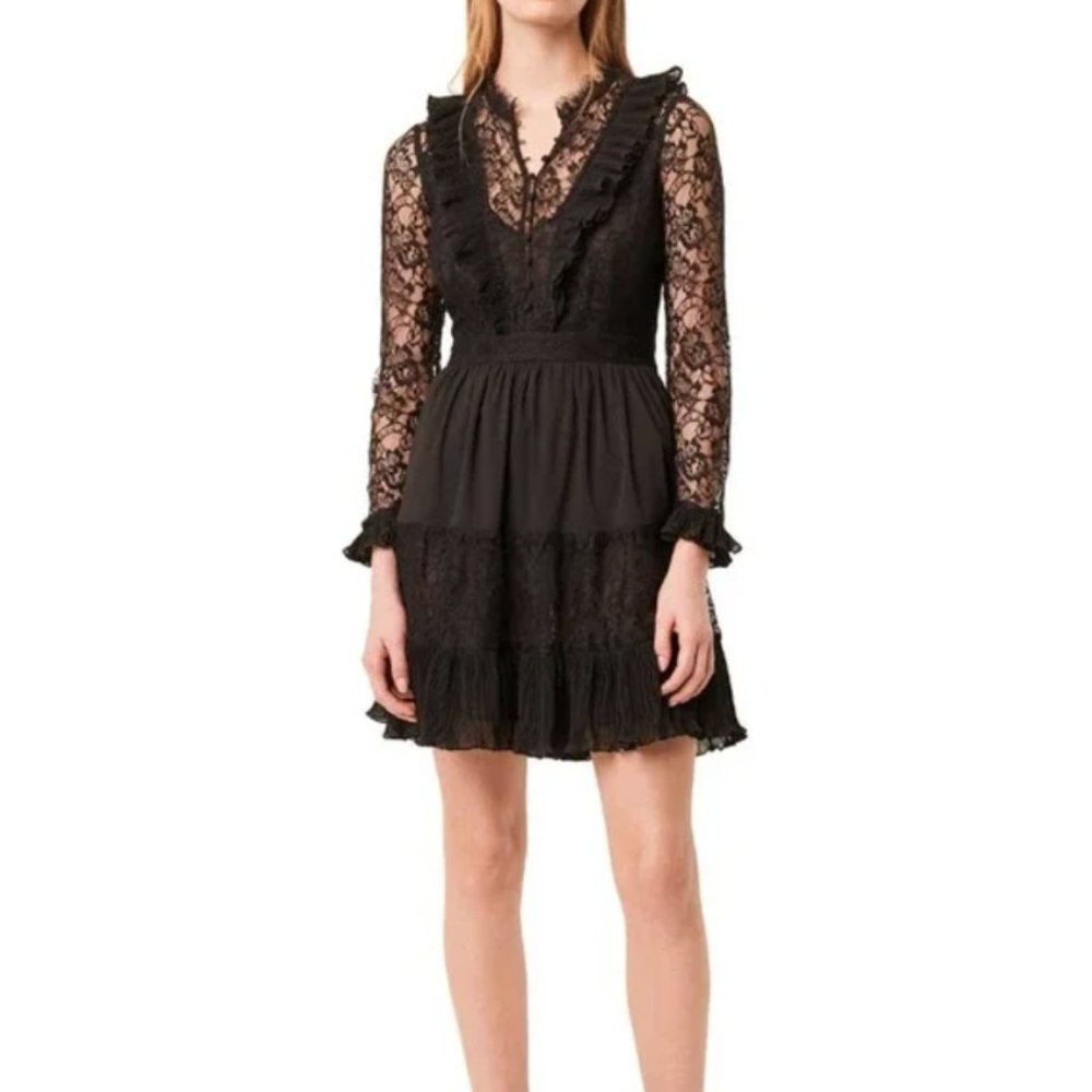 French Connection Black Vintage Lace Dress Size 6